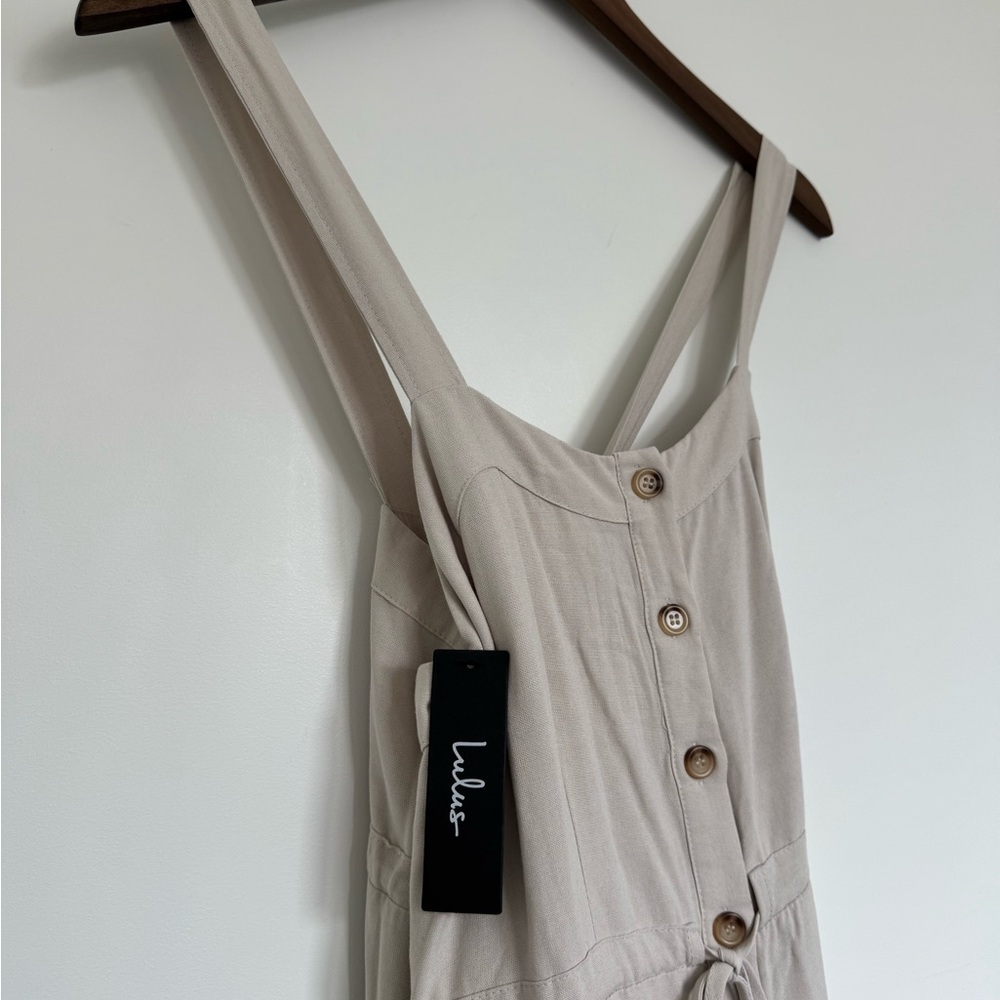 Lulu's Cream Tiered Midi Dress with Button Front - Picture 10 of 15